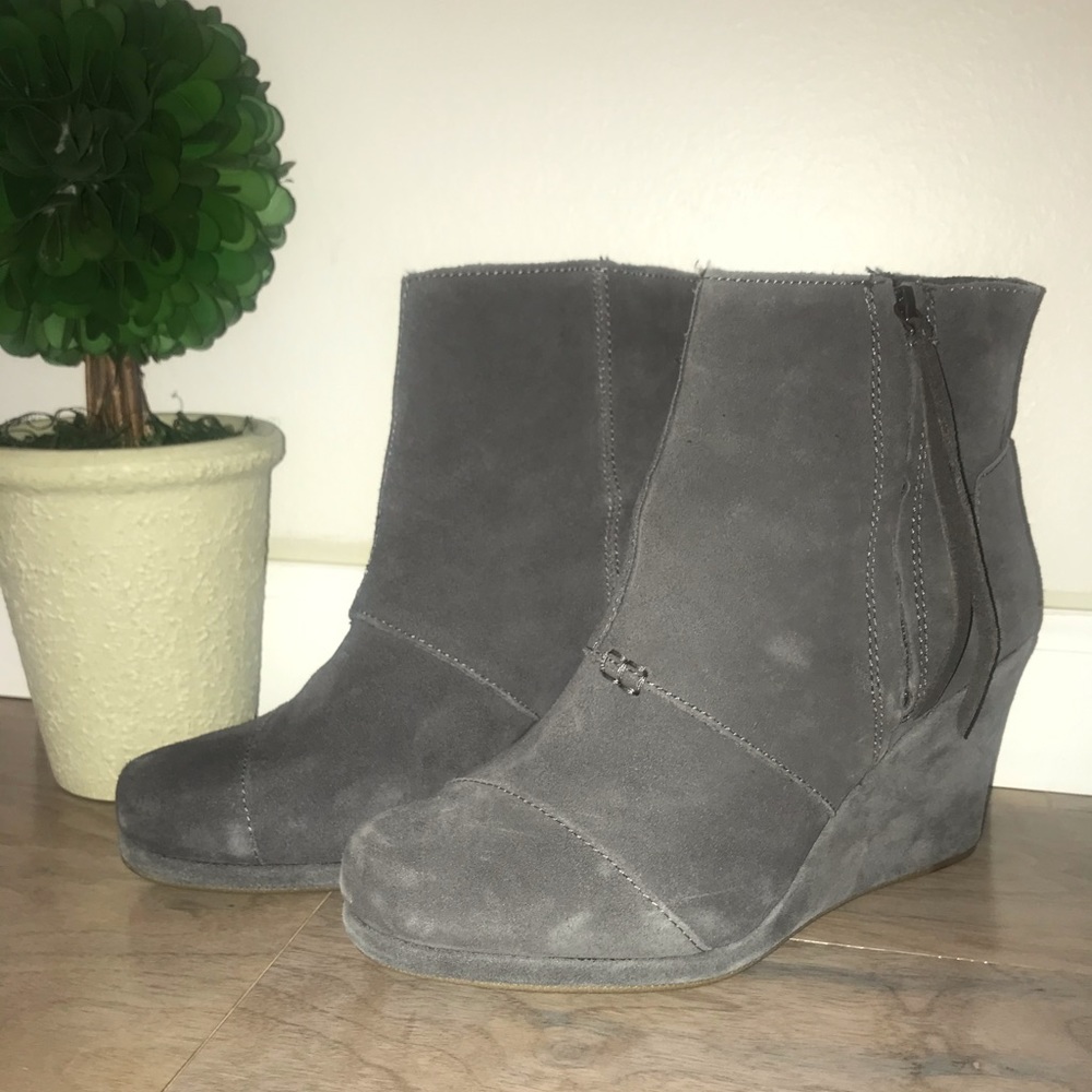 TOMS grey suede booties
